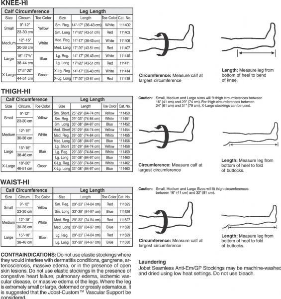 Jobst Anti Embolism Size Chart