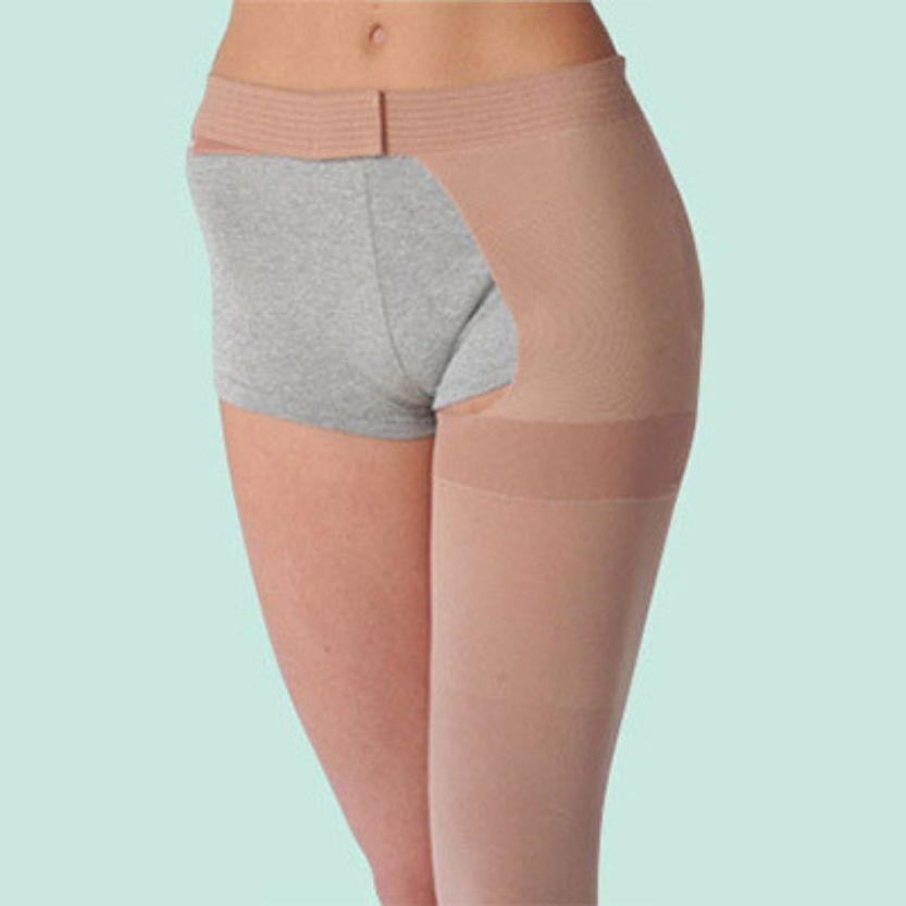 Juzo Soft Thigh Highs With Right Hip Attachment Open Toe