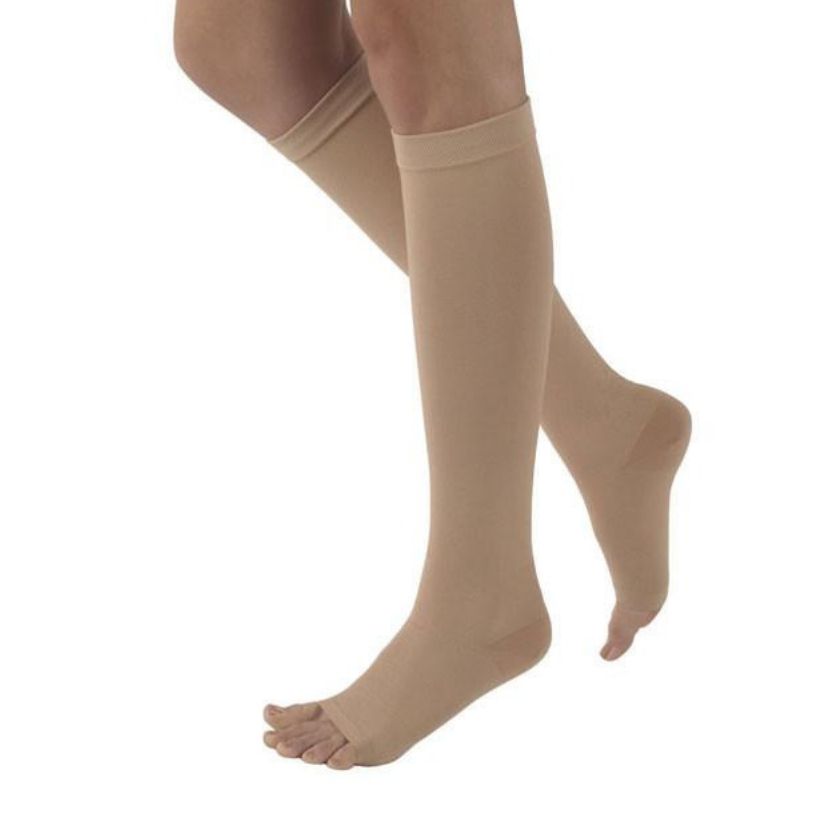 Sigvaris Natural Rubber Calf High Open Toe Stockings
