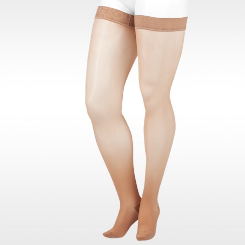 Juzo Naturally Sheer Thigh Highs With Silicone Border Closed Toe
