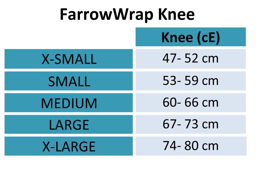 Farrow Lite Knee Wrap Size Chart