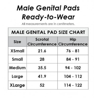 Jovi Male Genital Pad, size chart