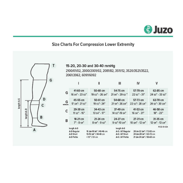 Juzo compression stockings sizing chart