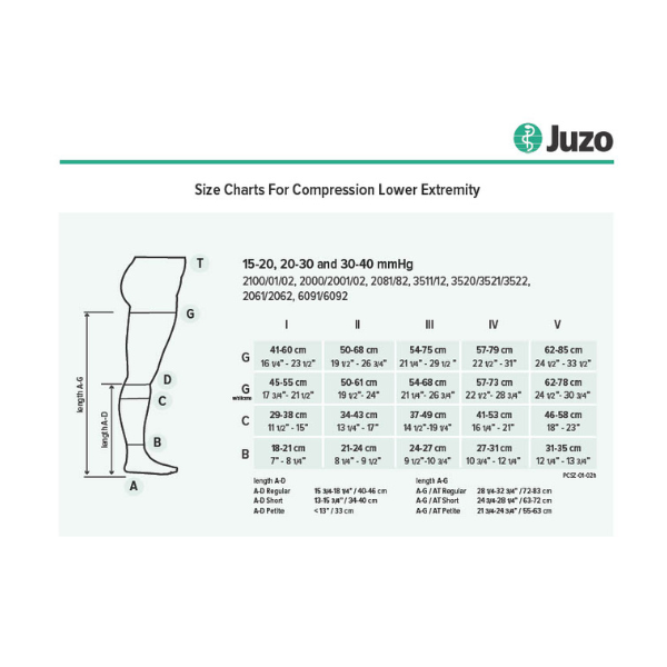 Juzo Soft Leggings Size Chart