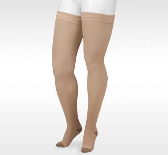 Juzo Soft Silver Thigh High Compression Stockings