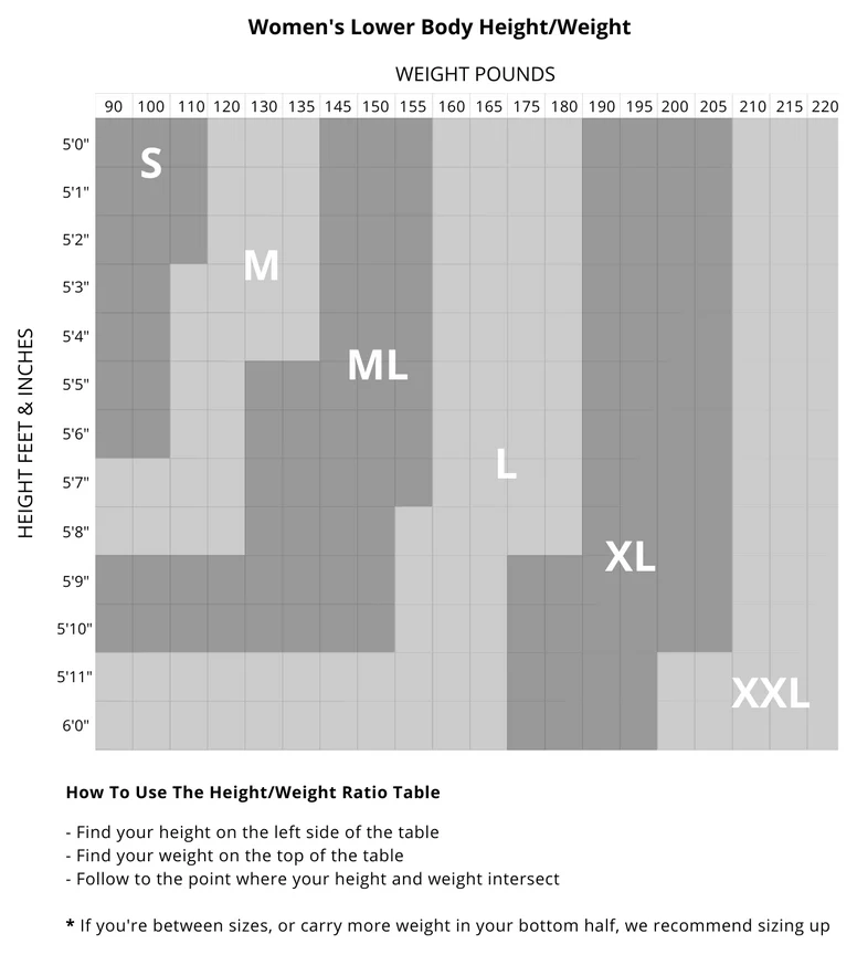 Solidea Active Massage Womens Short Sizing Chart