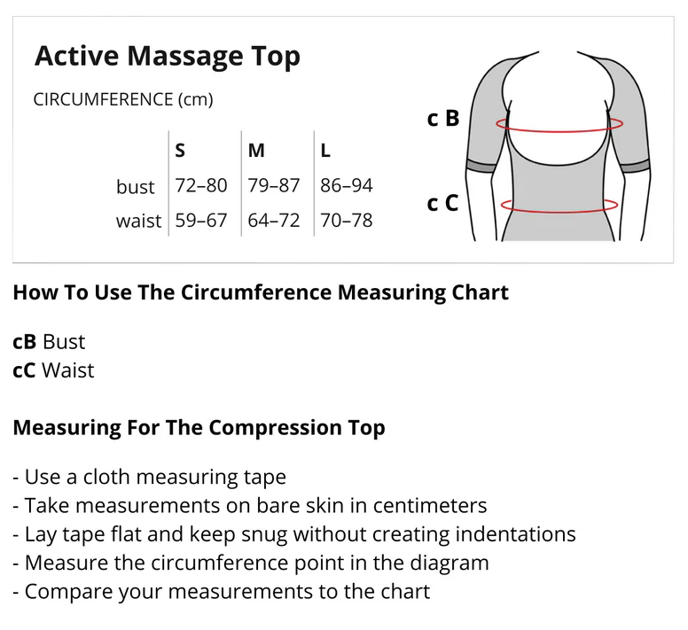 sizing chart for compression braless top