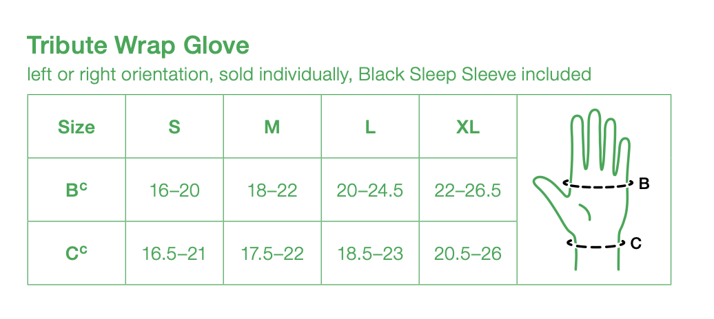 Lohmann & Rauscher Tribute Wrap Glove Sizing