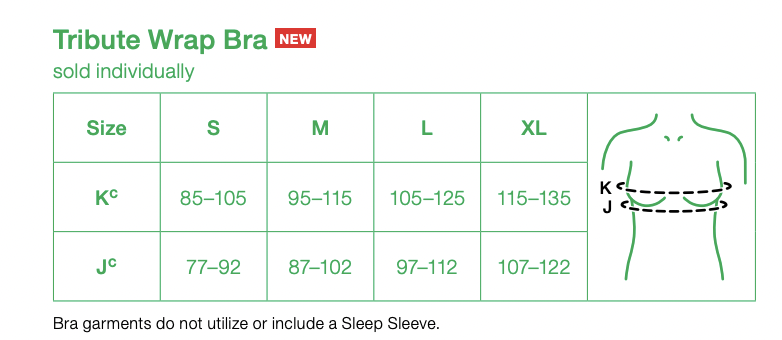 Lohmann & Rauscher Tribute Wrap Bra sizing chart