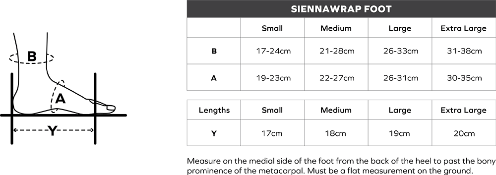 SiennaWrap Foot Sizing 