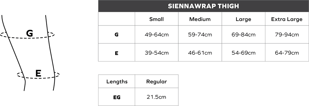 SiennaWrap Thigh Sizing Chart